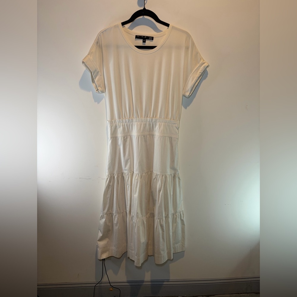 Veronica Beard Cream Tiered Midi Dress